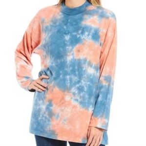 We The Free Blue and Pink Tie-Dye Oversized Top
